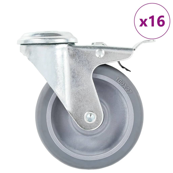 vidaXL 16 pcs Bolt Hole Swivel Casters 100 mm