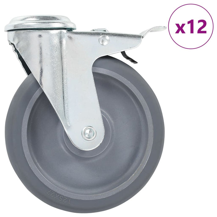 vidaXL 12 pcs Bolt Hole Swivel Casters 125 mm