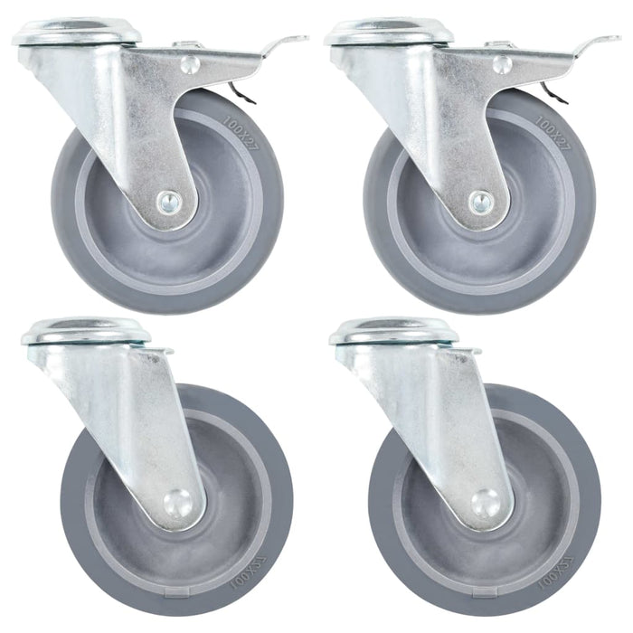 vidaXL 12 pcs Bolt Hole Swivel Casters 100 mm