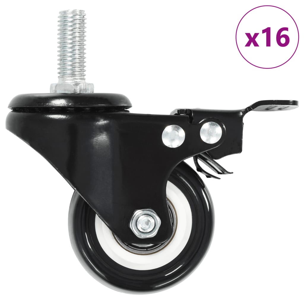 vidaXL 16 pcs Swivel Casters with Brakes 50 mm