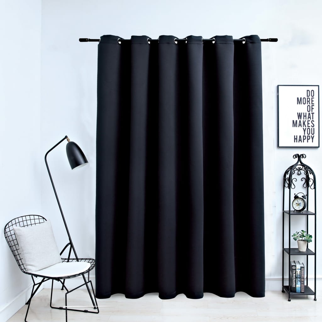 vidaXL Blackout Curtain with Metal Rings Black 290x245 cm