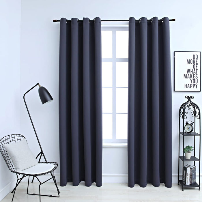 vidaXL Blackout Curtains with Metal Rings 2 pcs Anthracite 140x175 cm