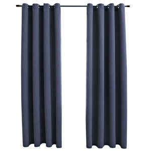 vidaXL Blackout Curtains with Metal Rings 2 pcs Anthracite 140x225 cm