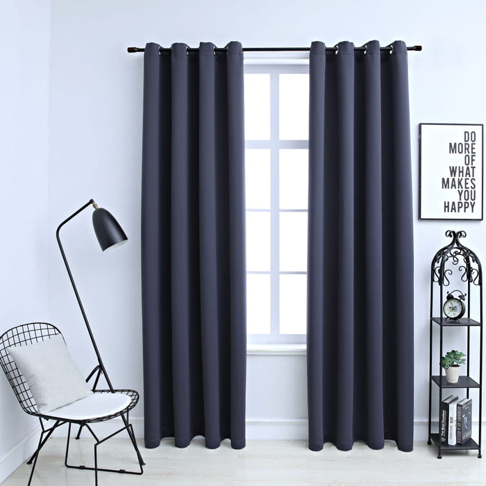 vidaXL Blackout Curtains with Metal Rings 2 pcs Anthracite 140x225 cm