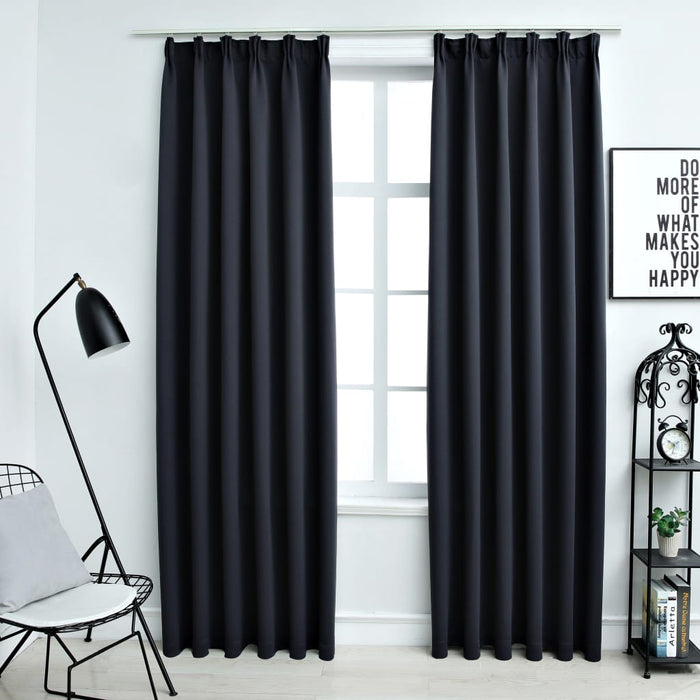 vidaXL Blackout Curtains with Hooks 2 pcs Anthracite 140x175 cm