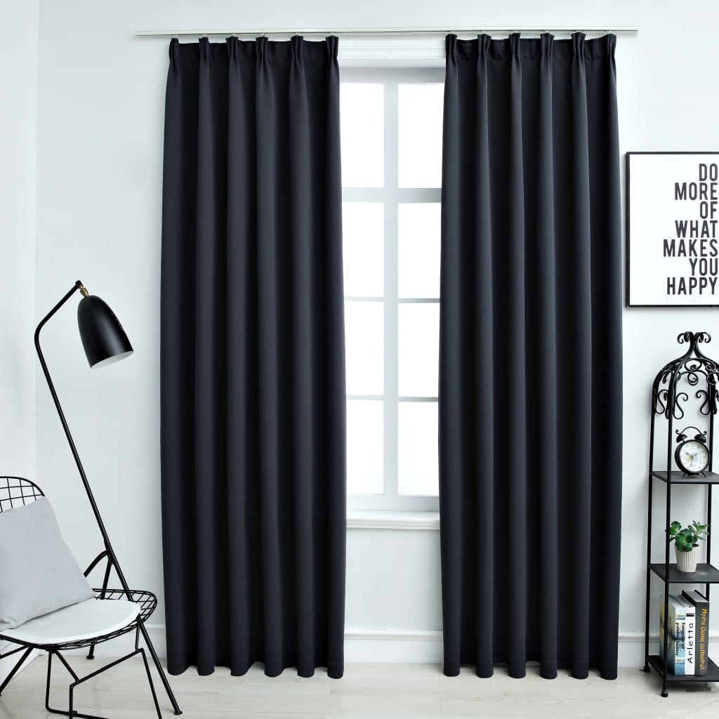 vidaXL Blackout Curtains with Hooks 2 pcs Anthracite 140x225 cm