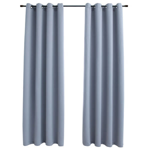 vidaXL Blackout Curtains with Metal Rings 2 pcs Grey 140x175 cm