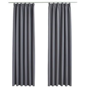 vidaXL Blackout Curtains with Hooks 2 pcs Grey 140x225 cm