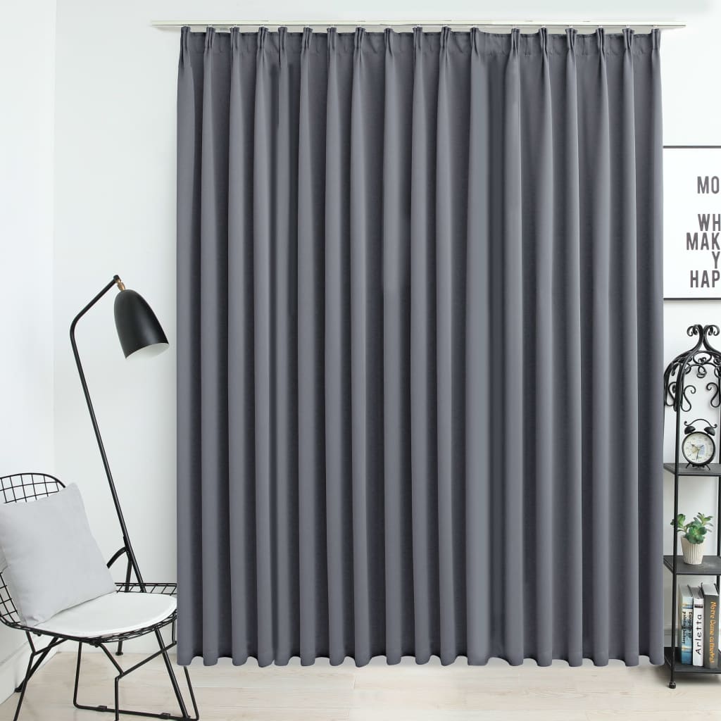 vidaXL Blackout Curtain with Hooks Grey 290x245 cm