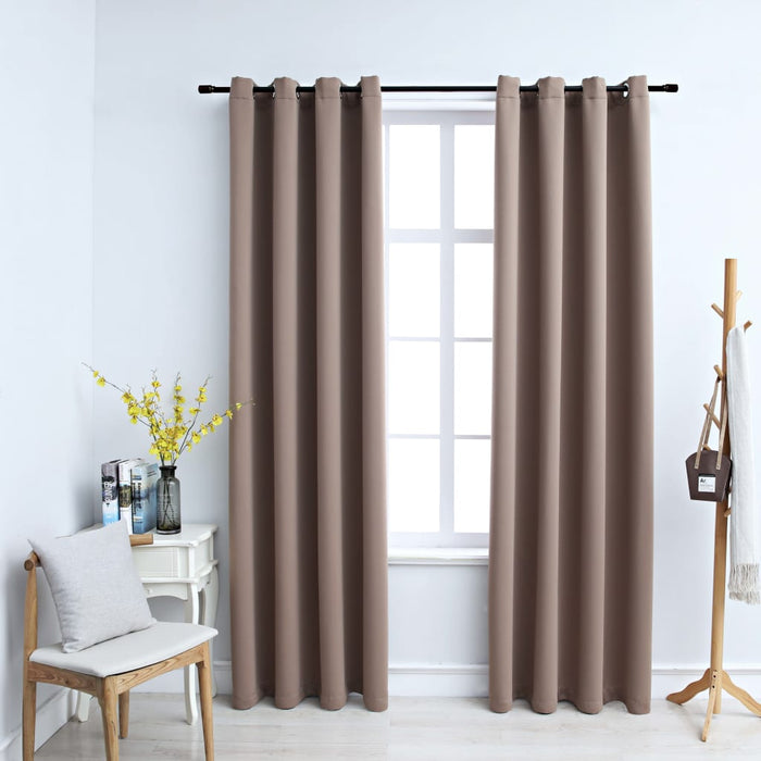 vidaXL Blackout Curtains with Metal Rings 2 pcs Taupe 140x225 cm