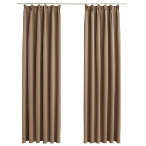 vidaXL Blackout Curtains with Hooks 2 pcs Taupe 140x175 cm