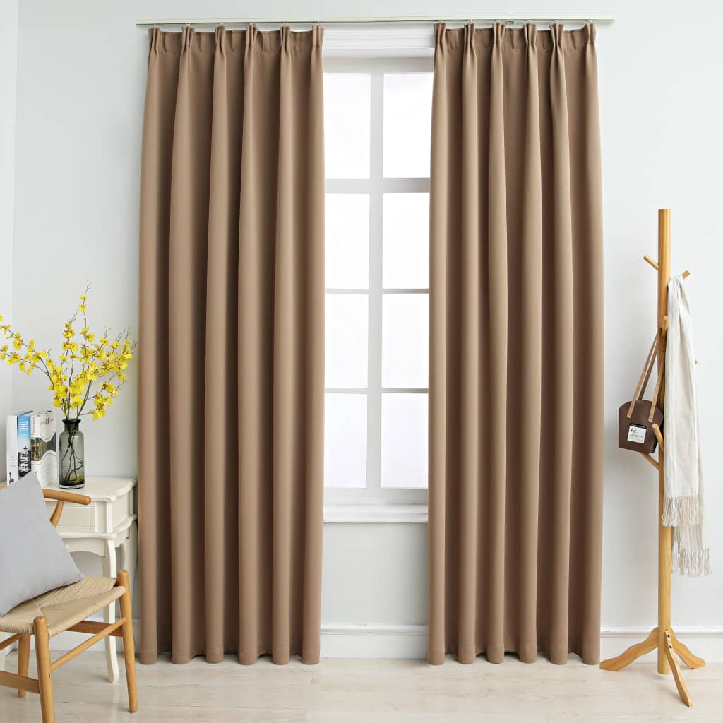 vidaXL Blackout Curtains with Hooks 2 pcs Taupe 140x175 cm