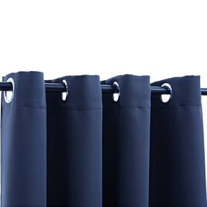 vidaXL Blackout Curtains with Metal Rings 2 pcs Blue 140x245 cm