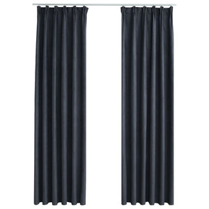 vidaXL Blackout Curtains with Hooks 2 pcs Anthracite 140x225 cm