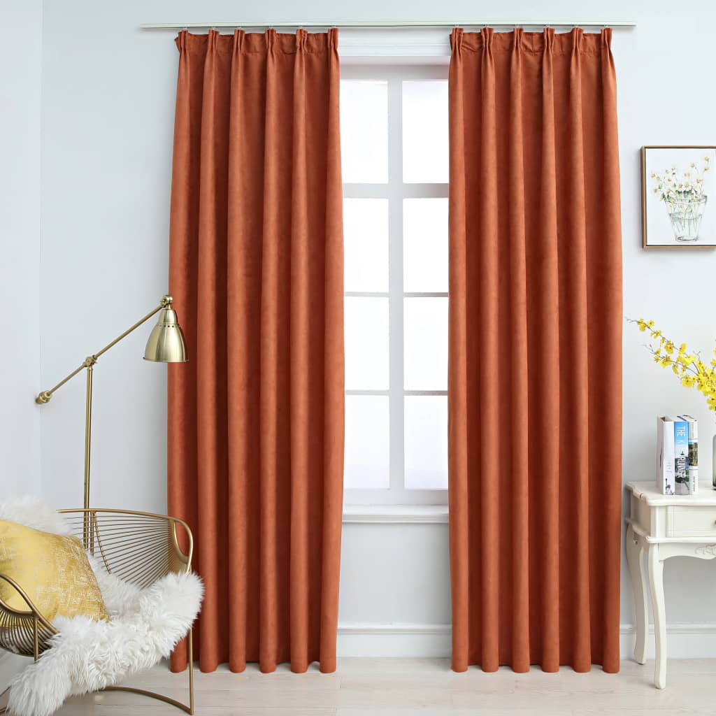 vidaXL Blackout Curtains with Hooks 2 pcs Rust 140x245 cm