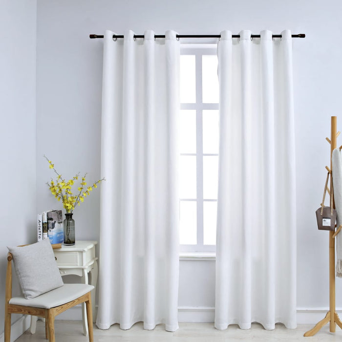 vidaXL Blackout Curtains with Metal Rings 2 pcs Off White 140x175 cm