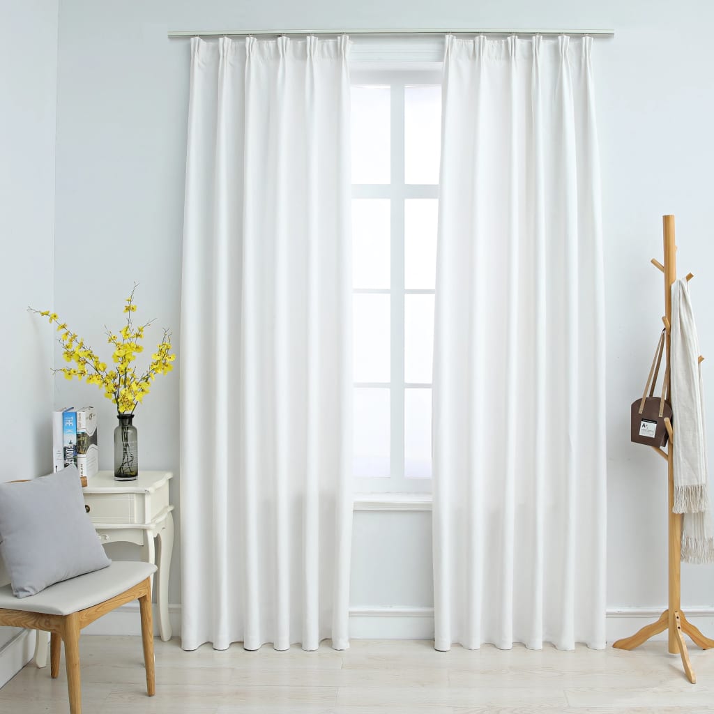 vidaXL Blackout Curtains with Hooks 2 pcs Off White 140x245 cm