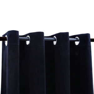 vidaXL Blackout Curtains with Rings 2 pcs Velvet Black 140x225 cm