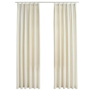 vidaXL Blackout Curtains 2 pcs with Hooks Velvet Cream 140x245 cm