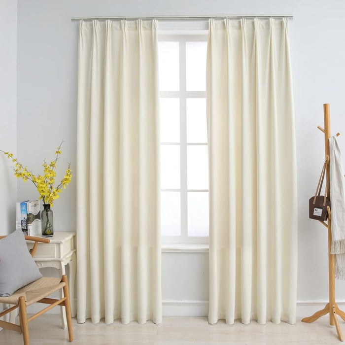 vidaXL Blackout Curtains 2 pcs with Hooks Velvet Cream 140x245 cm