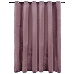 vidaXL Blackout Curtain with Metal Rings Velvet Antique Pink 290x245 cm