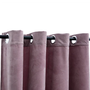 vidaXL Blackout Curtain with Metal Rings Velvet Antique Pink 290x245 cm