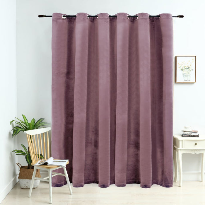 vidaXL Blackout Curtain with Metal Rings Velvet Antique Pink 290x245 cm