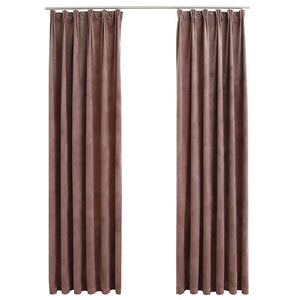 vidaXL Blackout Curtains 2pcs with Hooks Velvet Antique Pink 140x175cm