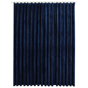 vidaXL Blackout Curtain with Hooks Velvet Dark Blue 290x245 cm