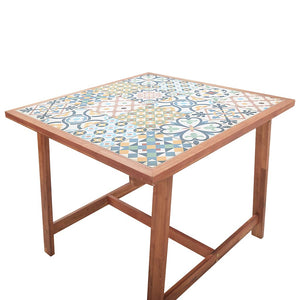 vidaXL Garden Dining Table 88x88x75 cm Tile Top and Solid Acacia Wood