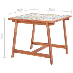 vidaXL Garden Dining Table 88x88x75 cm Tile Top and Solid Acacia Wood