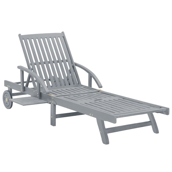 vidaXL Garden Sun Lounger Grey Solid Acacia Wood