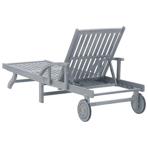 vidaXL Garden Sun Lounger Grey Solid Acacia Wood