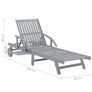 vidaXL Garden Sun Lounger Grey Solid Acacia Wood