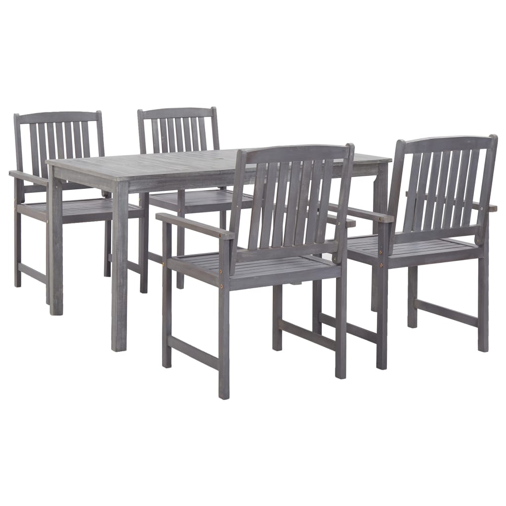 vidaXL 5 Piece Outdoor Dining Set Grey Solid Acacia Wood