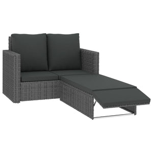 vidaXL 2 Piece Garden Lounge Set with Cushions Poly Rattan Grey