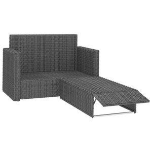 vidaXL 2 Piece Garden Lounge Set with Cushions Poly Rattan Grey