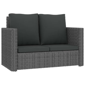 vidaXL 2 Piece Garden Lounge Set with Cushions Poly Rattan Grey