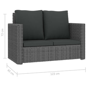 vidaXL 2 Piece Garden Lounge Set with Cushions Poly Rattan Grey