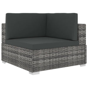 vidaXL 6 Piece Garden Lounge Set with Cushions Poly Rattan Grey