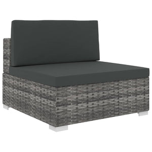 vidaXL 6 Piece Garden Lounge Set with Cushions Poly Rattan Grey