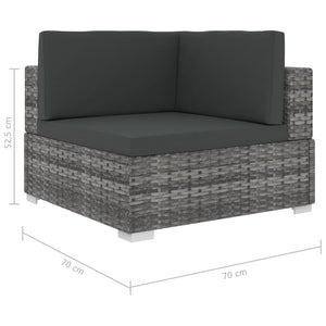 vidaXL 6 Piece Garden Lounge Set with Cushions Poly Rattan Grey