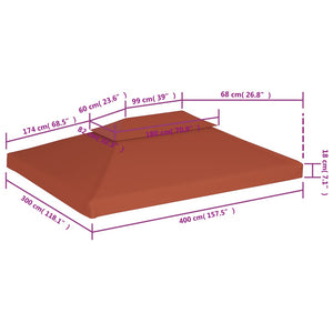 vidaXL 2-Tier Gazebo Top Cover 310 g/m² 4x3 m Terracotta