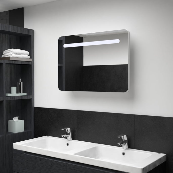 vidaXL LED Bathroom Mirror Cabinet 80x9.5x55 cm