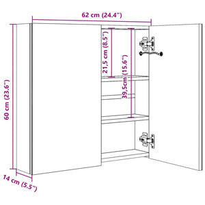 vidaXL LED Bathroom Mirror Cabinet 60x14x62 cm