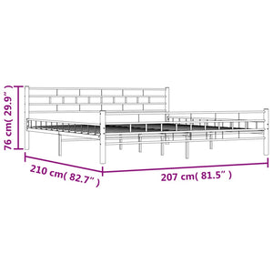 285301 vidaXL Bed Frame White Metal 200x200 cm