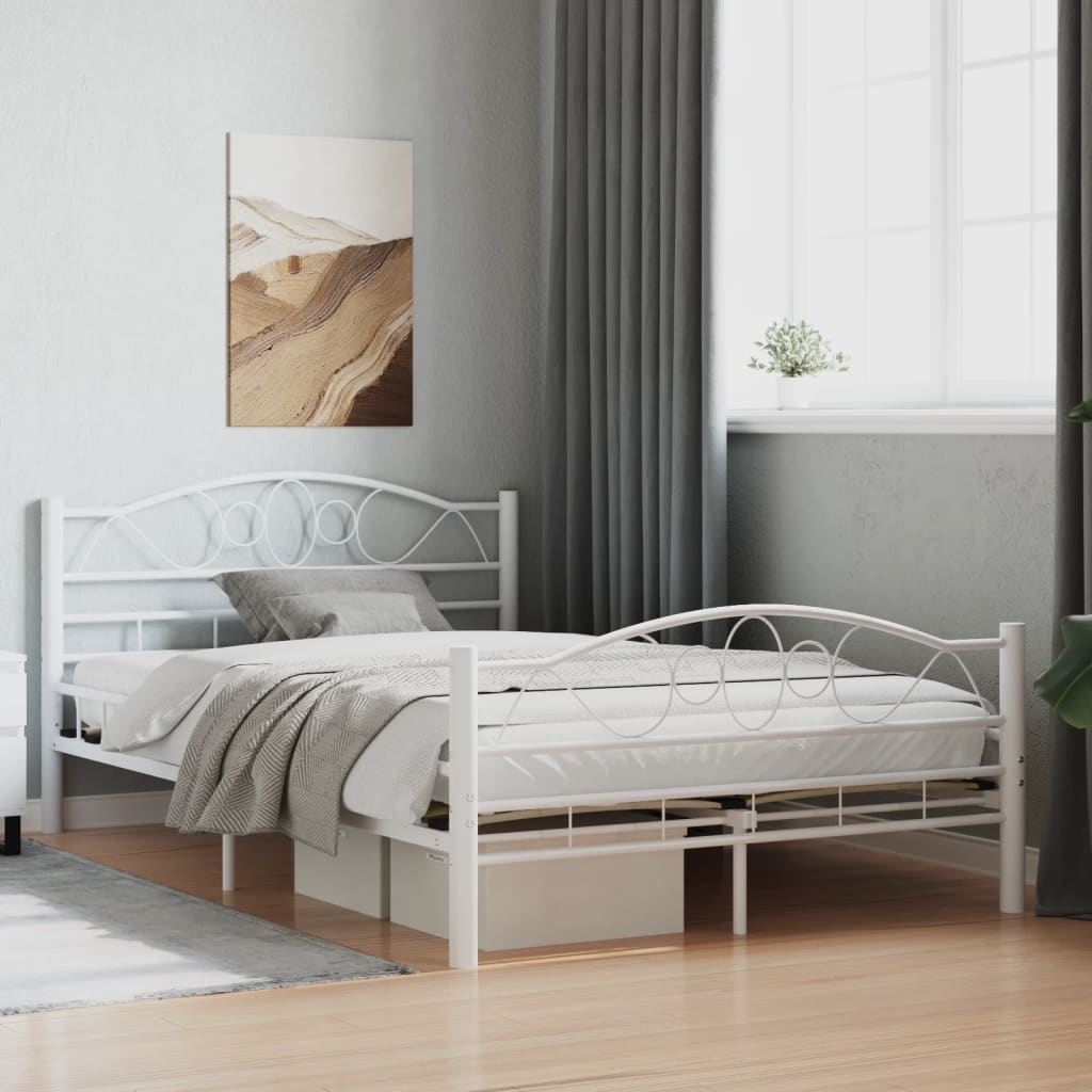 285302 vidaXL Bed Frame White Metal 120x200 cm