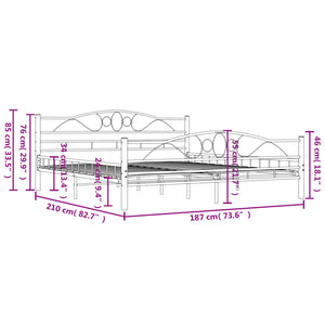 285305 vidaXL Bed Frame White Metal 180x200 cm Super King