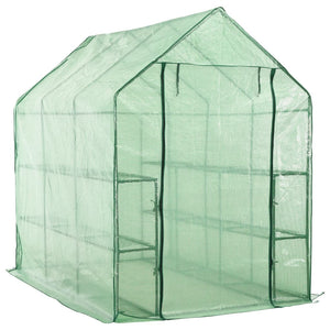 vidaXL Walk-in Greenhouse with 12 Shelves Steel 143x214x196 cm