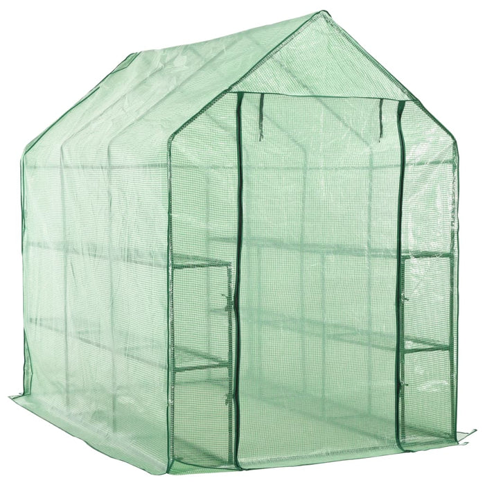 vidaXL Walk-in Greenhouse with 12 Shelves Steel 143x214x196 cm